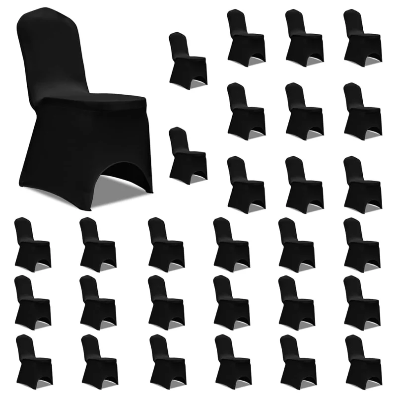 Housses élastiques de chaise Noir 30 pièces DEC022535