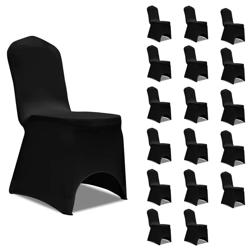 Housses élastiques de chaise Noir 18 pièces DEC022533
