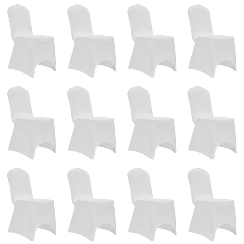 Housses élastiques de chaise Blanc 12 pièces DEC022523