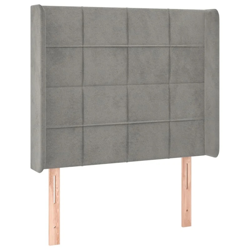 Tête de lit accessoire couchage chambre à coucher meuble à LED 93 x 16 x 118/128 cm tissu velours gris clair TDL0201225