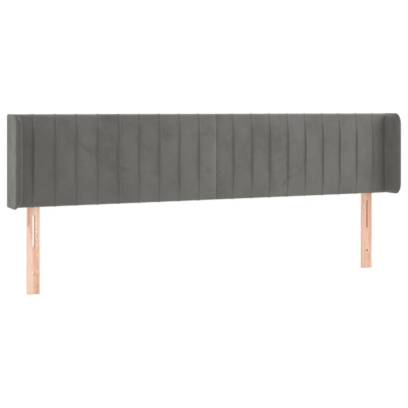 Tête de lit accessoire couchage chambre à coucher meuble à LED 163 x 16 x 78/88 cm tissu velours gris clair TDL0201349