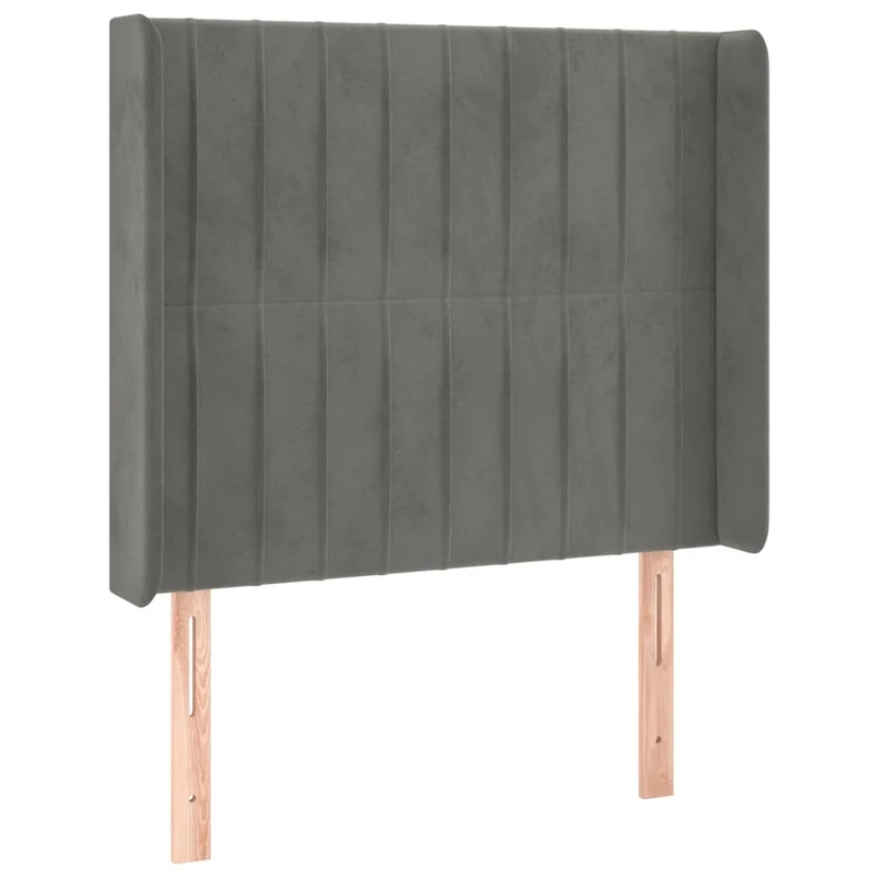 Tête de lit accessoire couchage chambre à coucher meuble à LED 83 x 16 x 118/128 cm tissu velours gris clair TDL0201259