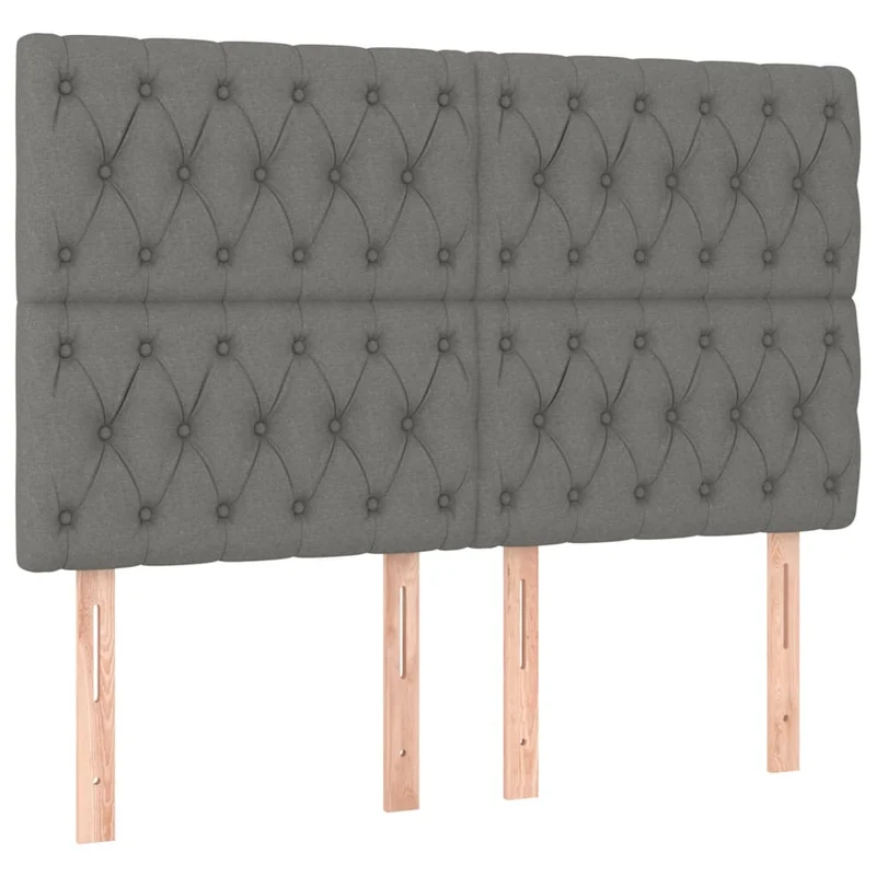 Tête de lit accessoire couchage chambre à coucher meuble capitonné 4 parties 80 x 7 x 78/88 cm tissu gris foncé TDL0206003