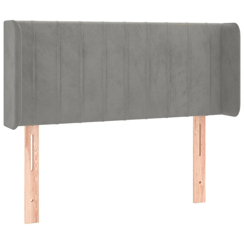 Tête de lit accessoire couchage chambre à coucher meuble avec rebord latéral 103 x 16 x 78/88 cm tissu velours gris clair TDL0205308