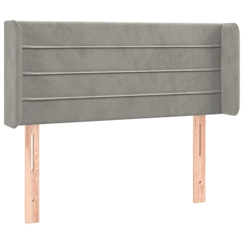 Tête de lit accessoire couchage chambre à coucher meuble avec rebord latéral 93 x 16 x 78/88 cm tissu velours gris clair TDL0205093