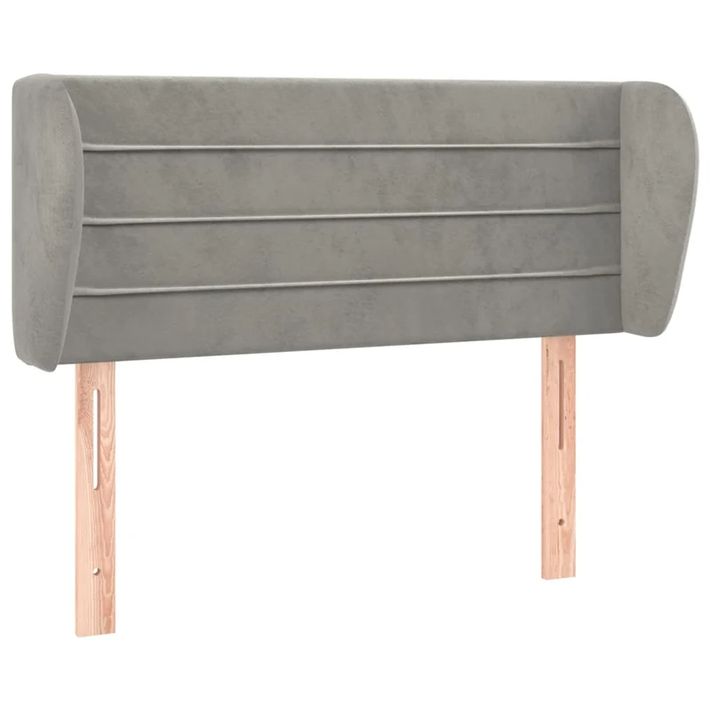 Tête de lit accessoire couchage chambre à coucher meuble avec rebord latéral 93 x 23 x 78/88 cm tissu velours gris clair TDL0205081