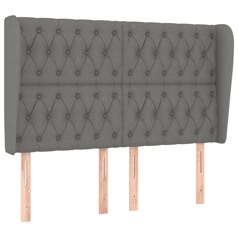 Tête de lit accessoire couchage chambre à coucher meuble capitonné avec rebord latéral 163 x 23 x 118/128 cm tissu gris foncé TDL0204977