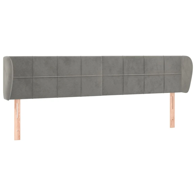 Tête de lit accessoire couchage chambre à coucher meuble avec rebord latéral 183 x 23 x 78/88 cm tissu velours gris clair TDL0205197