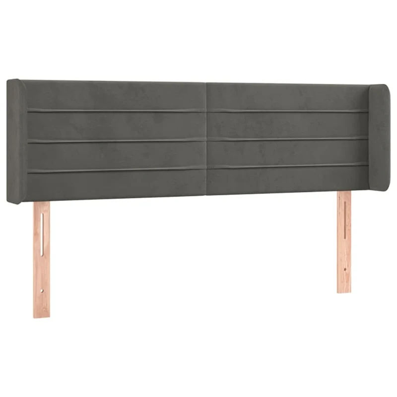 Tête de lit accessoire couchage chambre à coucher meuble avec rebord latéral 147 x 16 x 78/88 cm tissu velours gris foncé TDL0205010