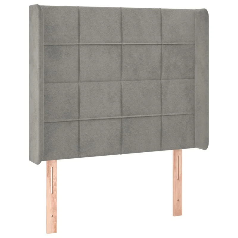 Tête de lit accessoire couchage chambre à coucher meuble avec rebord latéral 93 x 16 x 118/128 cm tissu velours gris clair TDL0205106