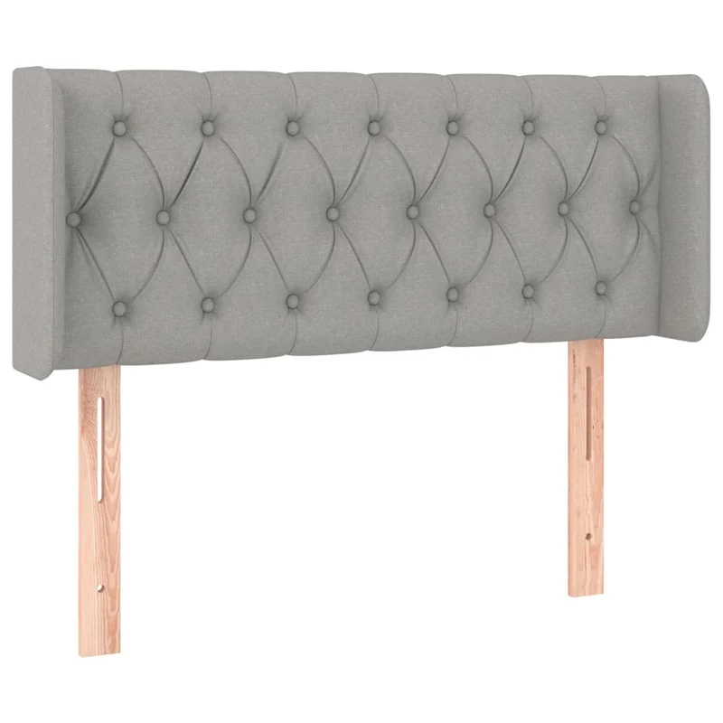 Tête de lit accessoire couchage chambre à coucher meuble capitonné avec rebord latéral 93 x 16 x 78/88 cm tissu gris clair TDL0205098