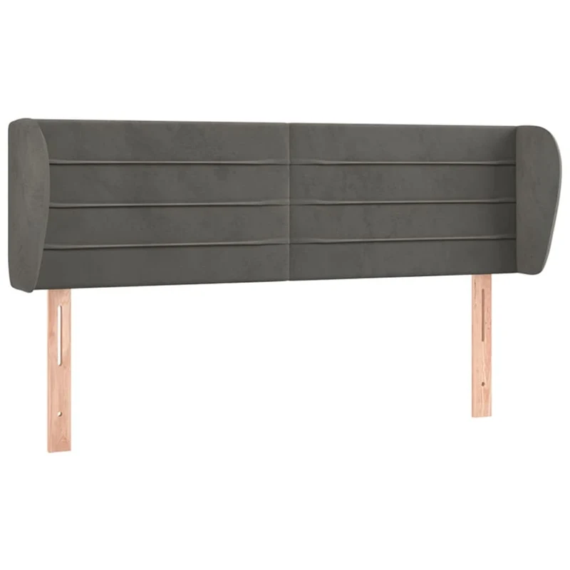 Tête de lit accessoire couchage chambre à coucher meuble avec rebord latéral 147 x 23 x 78/88 cm tissu velours gris foncé TDL0204989