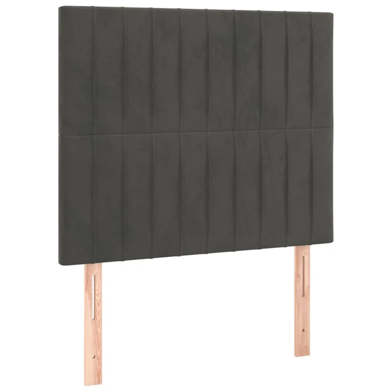 Tête de lit accessoire couchage chambre à coucher meuble 2 parties 100 x 5 x 78/88 cm tissu velours gris foncé TDL0206378