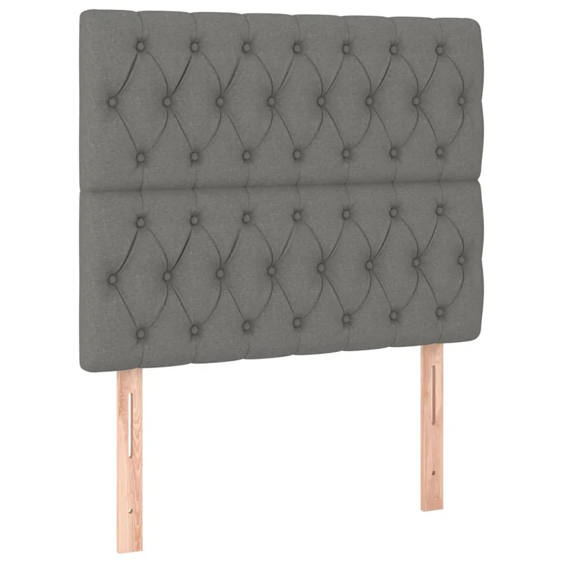 Tête de lit accessoire couchage chambre à coucher meuble capitonné 2 parties 90 x 7 x 78/88 cm tissu gris foncé TDL0206334