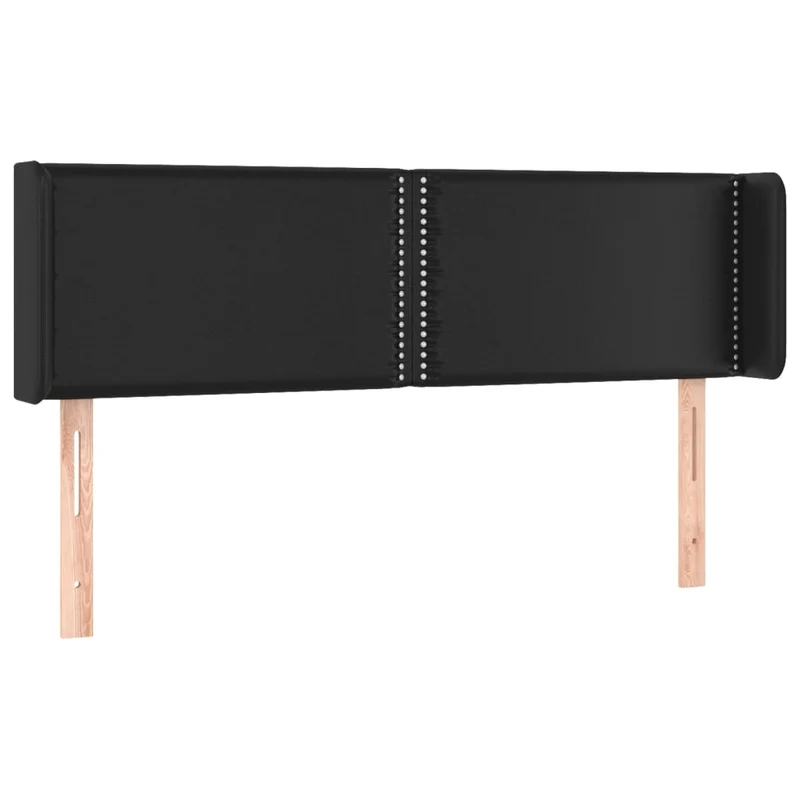 Tête de lit accessoire couchage chambre à coucher meuble avec rebord latéral 147 x 16 x 78/88 cm synthétique noir TDL0204574