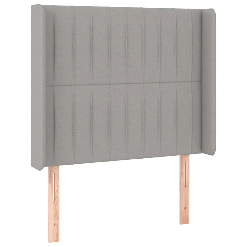 Tête de lit accessoire couchage chambre à coucher meuble avec rebord latéral 93 x 16 x 118/128 cm tissu gris clair TDL0205108