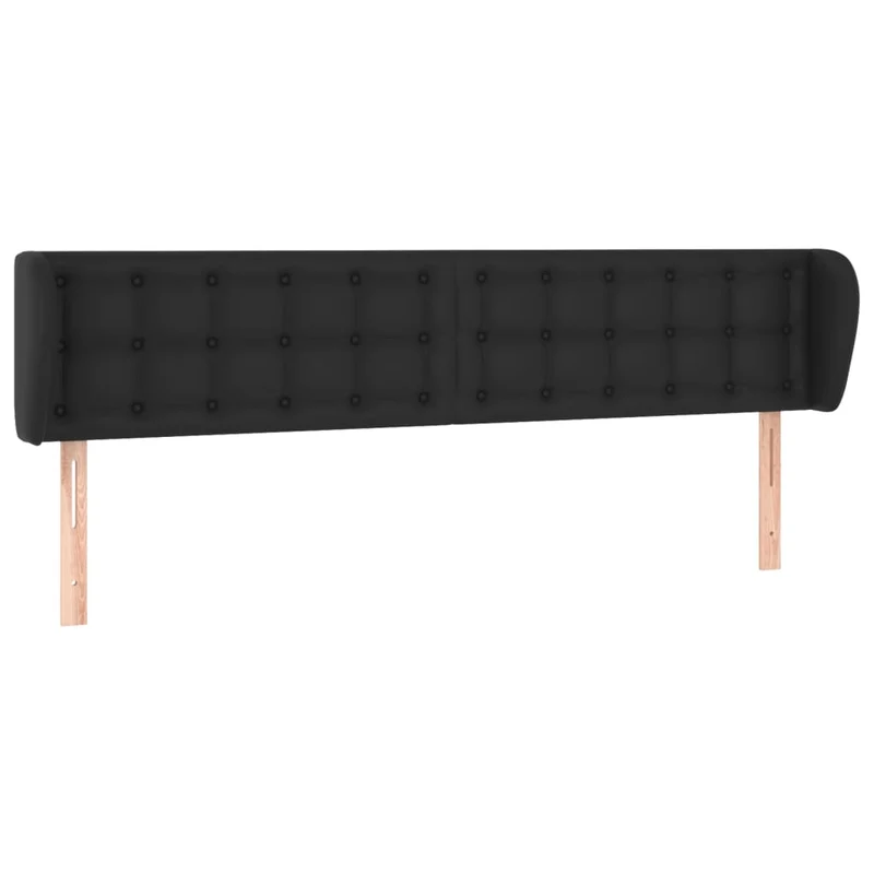 Tête de lit accessoire couchage chambre à coucher meuble capitonné avec rebord latéral 203 x 23 x 78/88 cm synthétique noir TDL0204479