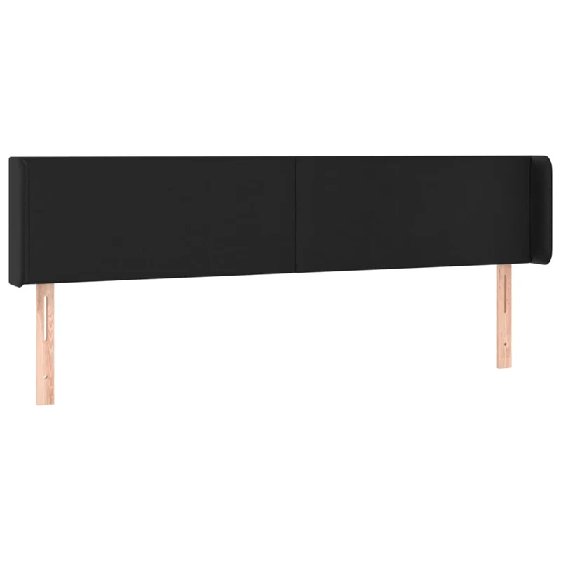 Tête de lit accessoire couchage chambre à coucher meuble avec rebord latéral 163 x 16 x 78/88 cm synthétique noir TDL0204540