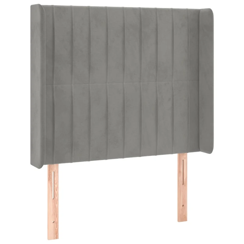 Tête de lit accessoire couchage chambre à coucher meuble avec rebord latéral 103 x 16 x 118/128 cm tissu velours gris clair TDL0205321