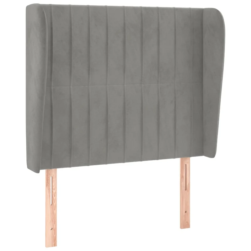 Tête de lit accessoire couchage chambre à coucher meuble avec rebord latéral 103 x 23 x 118/128 cm tissu velours gris clair TDL0205290