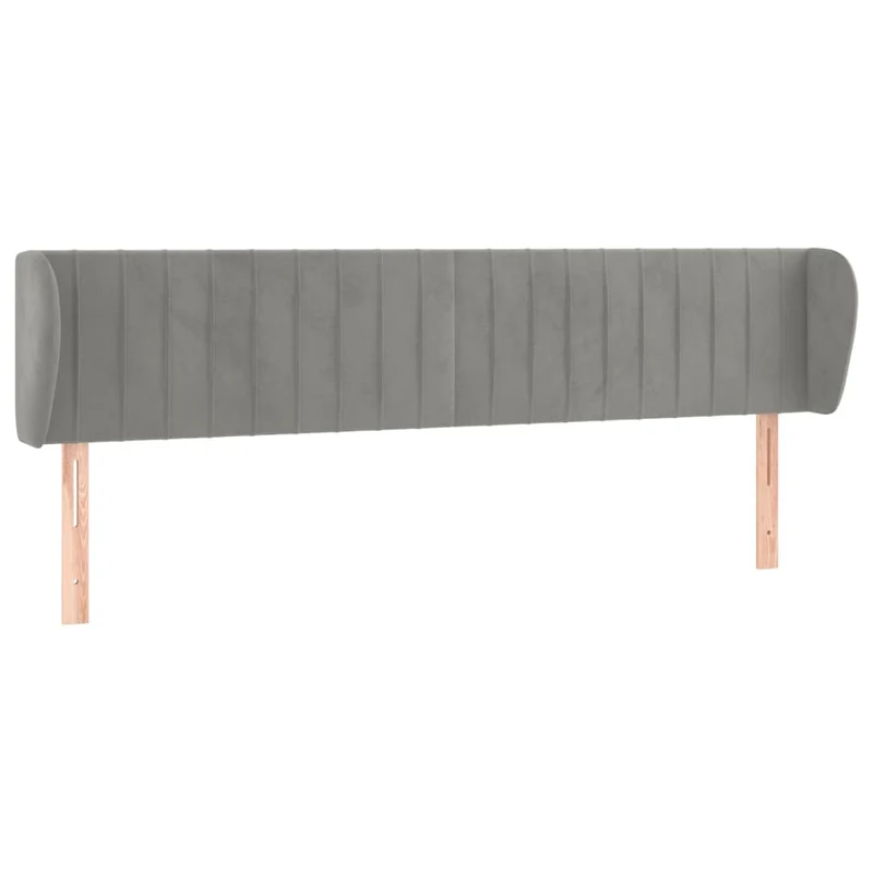 Tête de lit accessoire couchage chambre à coucher meuble avec rebord latéral 203 x 23 x 78/88 cm tissu velours gris clair TDL0205149