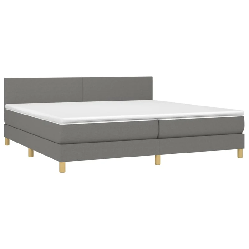 Cadre de lit LED avec sommier tête de lit matelas 200x200 cm tissu gris foncé TDL0208294