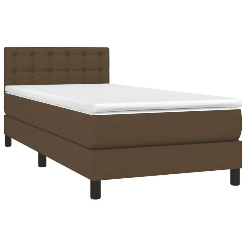Cadre de lit LED avec sommier tête de lit matelas 90x200 cm tissu marron foncé TDL0208158