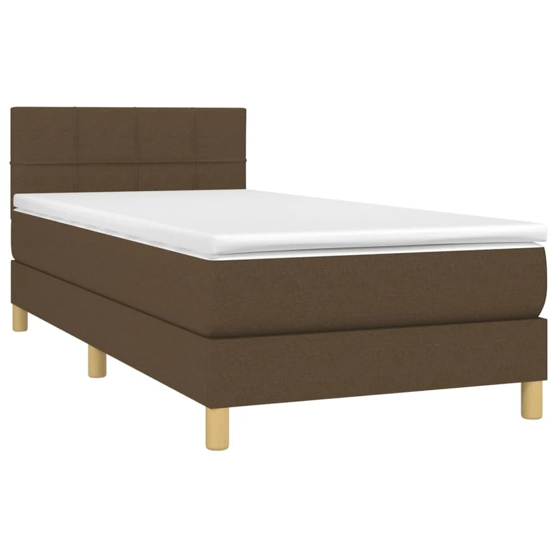 Cadre de lit LED avec sommier tête de lit matelas 90x200 cm tissu marron foncé TDL0208152