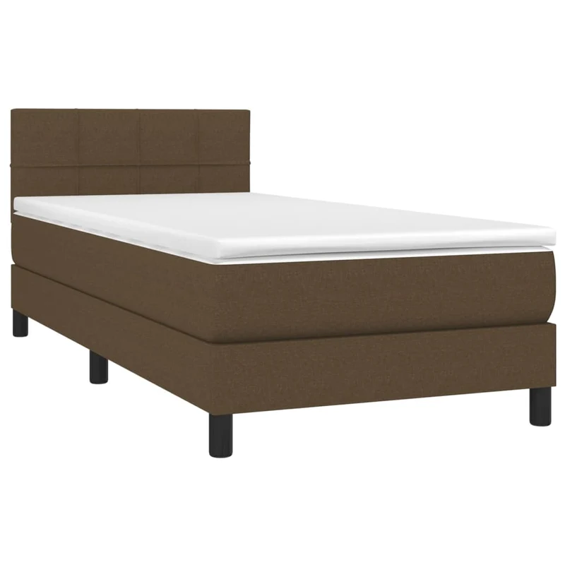 Cadre de lit LED avec sommier tête de lit matelas 90x200 cm tissu marron foncé TDL0208148