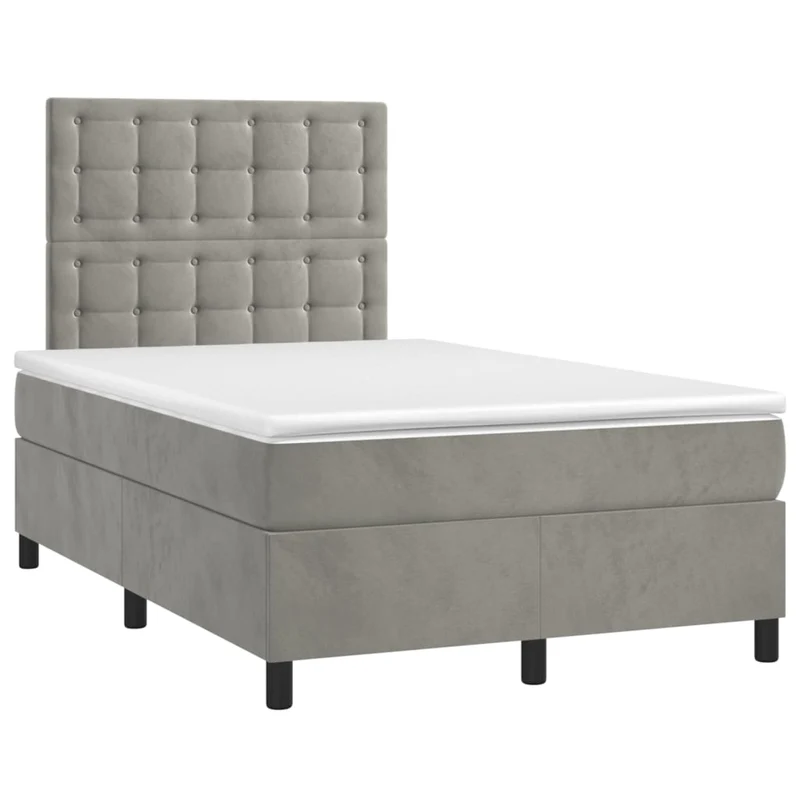Cadre de lit LED avec sommier tête de lit matelas surmatelas 120x200 cm tissu velours gris clair TDL0207872