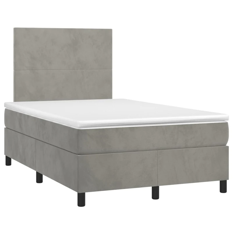 Cadre de lit LED avec sommier tête de lit matelas surmatelas 120x200 cm tissu velours gris clair TDL0207871