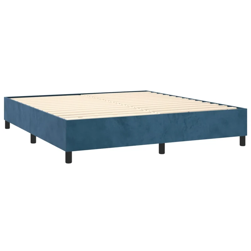 Sommier à lattes sur pieds cadre de lit 160x200 cm tissu velours bleu foncé TDL0207309