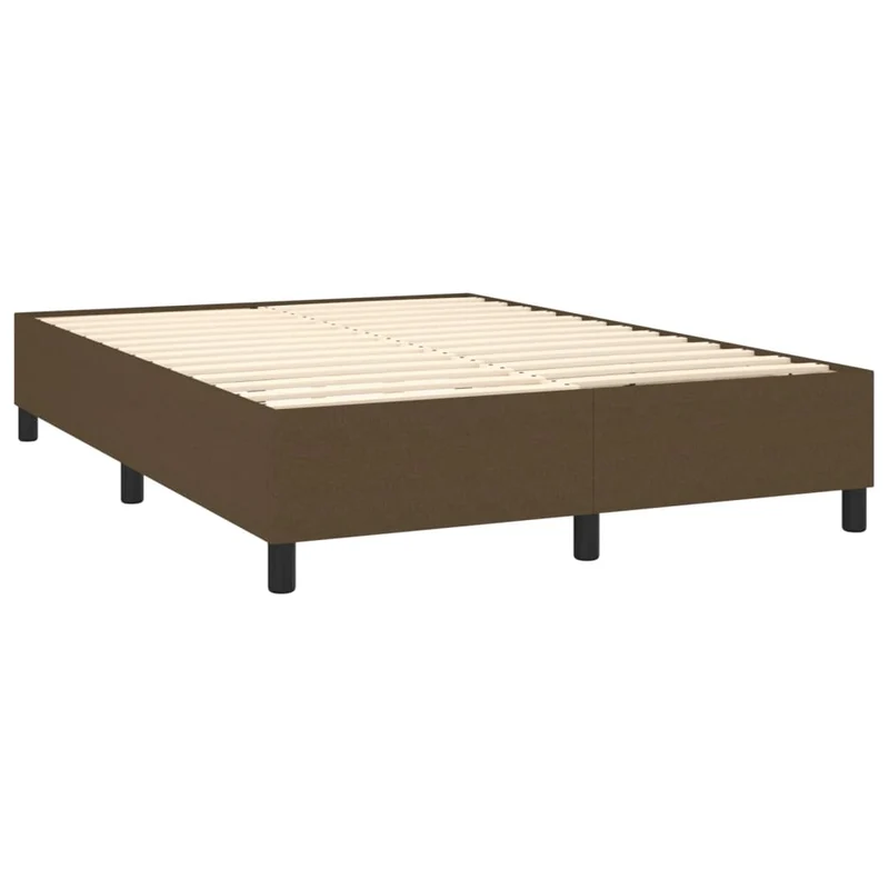 Sommier à lattes sur pieds cadre de lit 140x190 cm tissu marron foncé TDL0207067