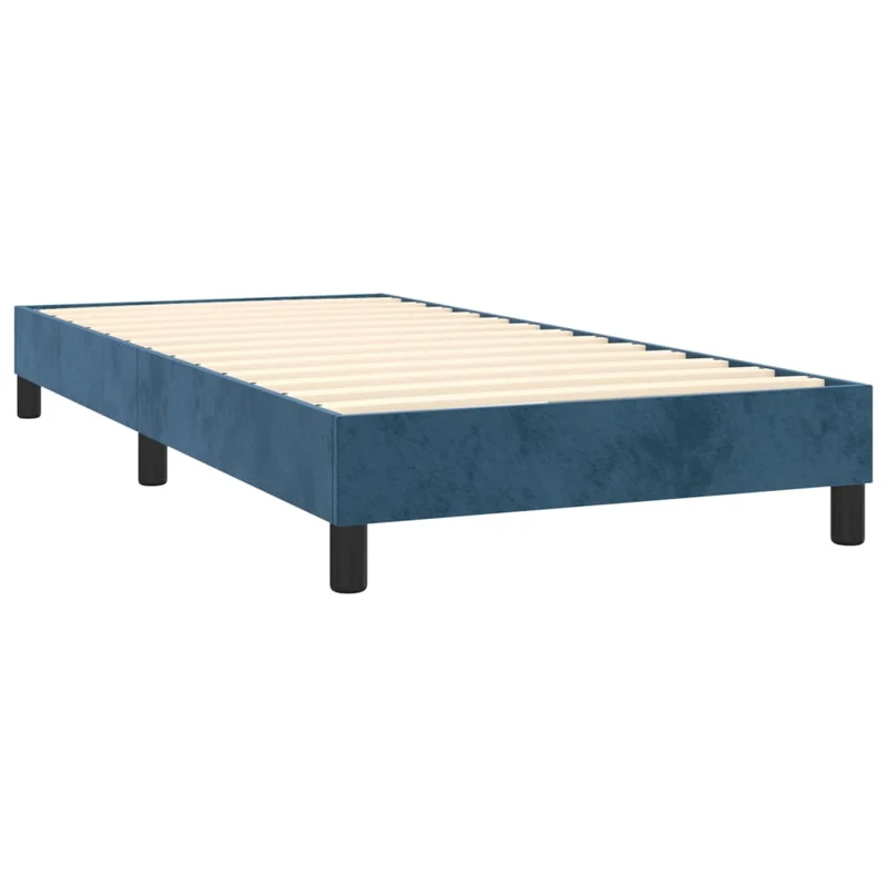 Sommier à lattes sur pieds cadre de lit 90x190 cm tissu velours bleu foncé TDL0207302