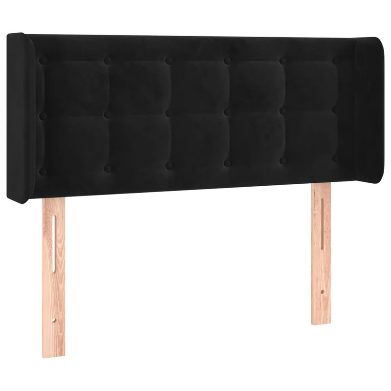 Tête de lit accessoire couchage chambre à coucher meuble à LED capitonné 83 x 16 x 78/88 cm tissu velours noir TDL0200547