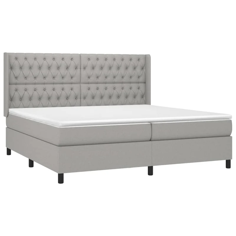 Cadre de lit LED avec sommier tête de lit matelas surmatelas 200x200 cm tissu gris clair TDL0207795