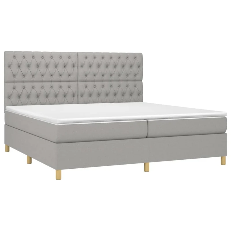 Cadre de lit LED avec sommier tête de lit matelas surmatelas 200x200 cm tissu gris clair TDL0207787
