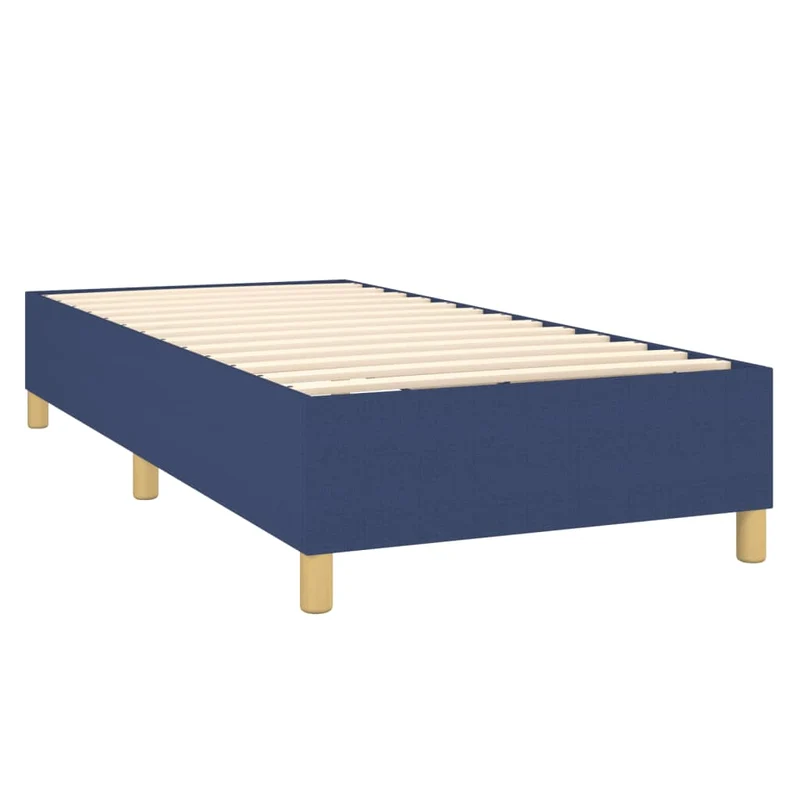 Sommier à lattes sur pieds cadre de lit 100x200 cm tissu bleu TDL0207350
