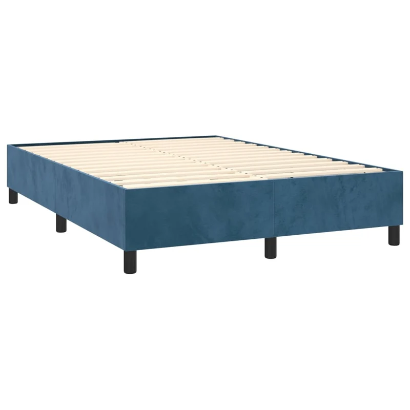 Sommier à lattes sur pieds cadre de lit 140x190 cm tissu velours bleu foncé TDL0207312