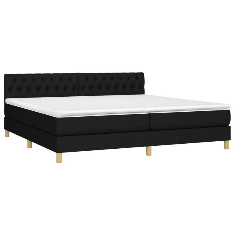 Cadre de lit LED avec sommier tête de lit matelas 200x200 cm tissu noir TDL0208134
