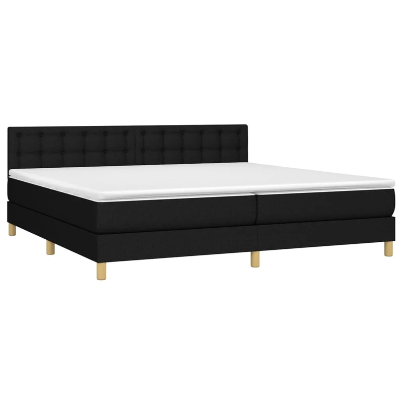 Cadre de lit LED avec sommier tête de lit matelas 200x200 cm tissu noir TDL0208132