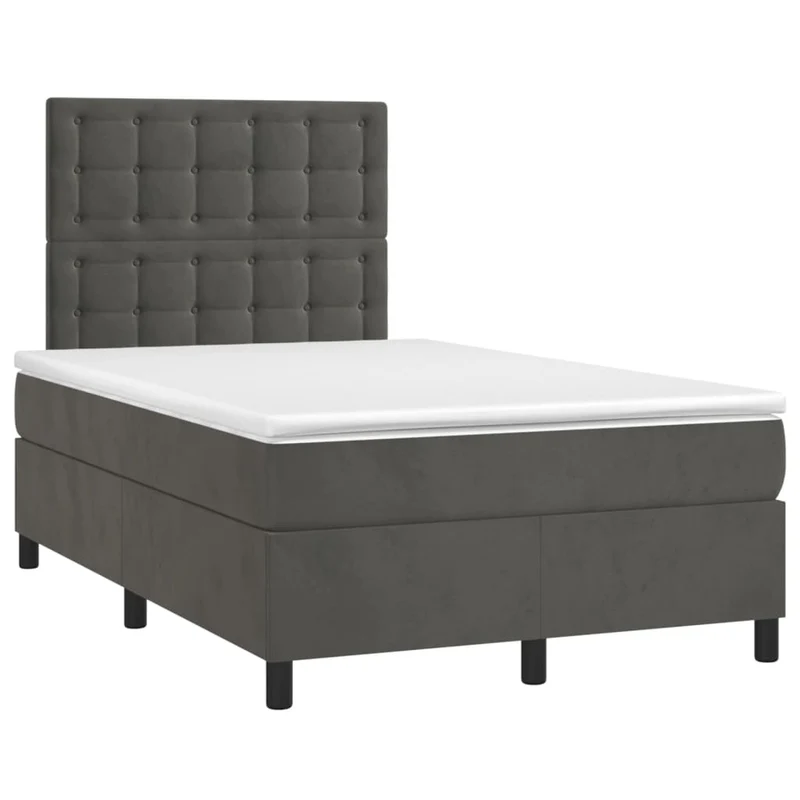 Cadre de lit LED avec sommier tête de lit matelas surmatelas 120x200 cm tissu velours gris foncé TDL0207734