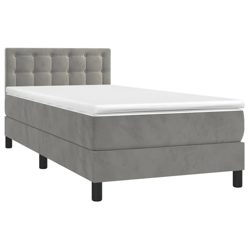 Cadre de lit LED avec sommier tête de lit matelas 80x200cm tissu velours gris clair TDL0208492