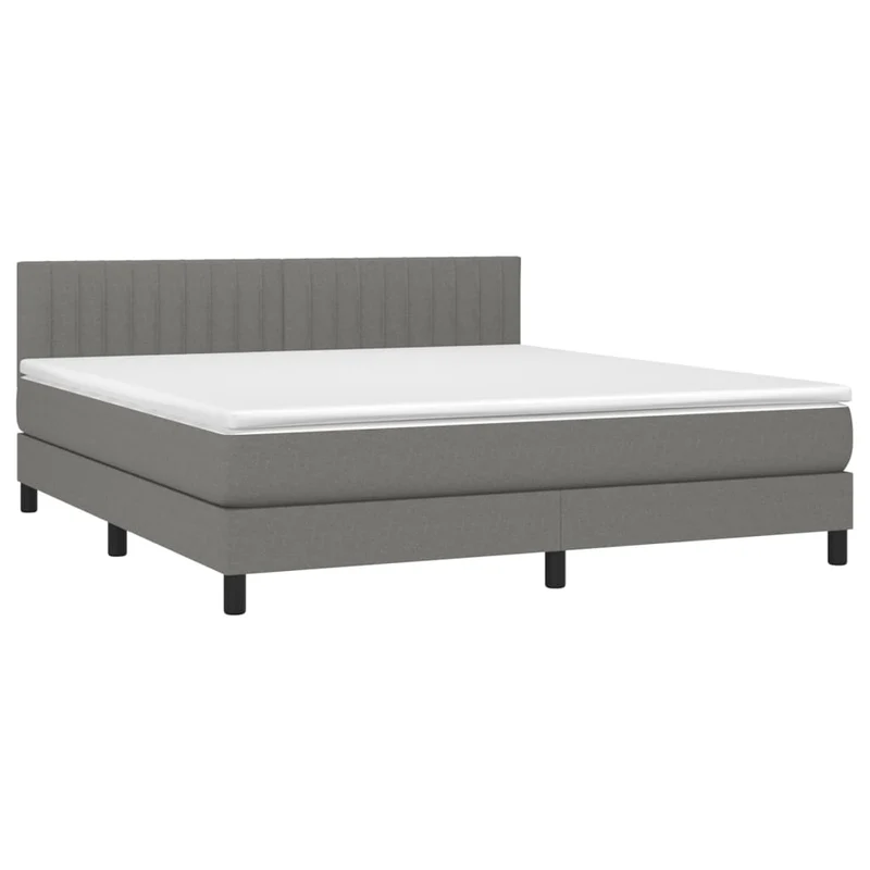 Cadre de lit LED avec sommier tête de lit matelas 180x200 cm tissu gris foncé TDL0208322