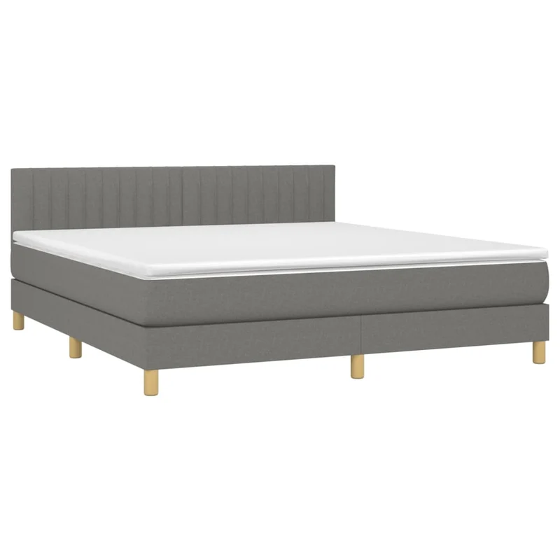 Cadre de lit LED avec sommier tête de lit matelas 180x200 cm tissu gris foncé TDL0208324