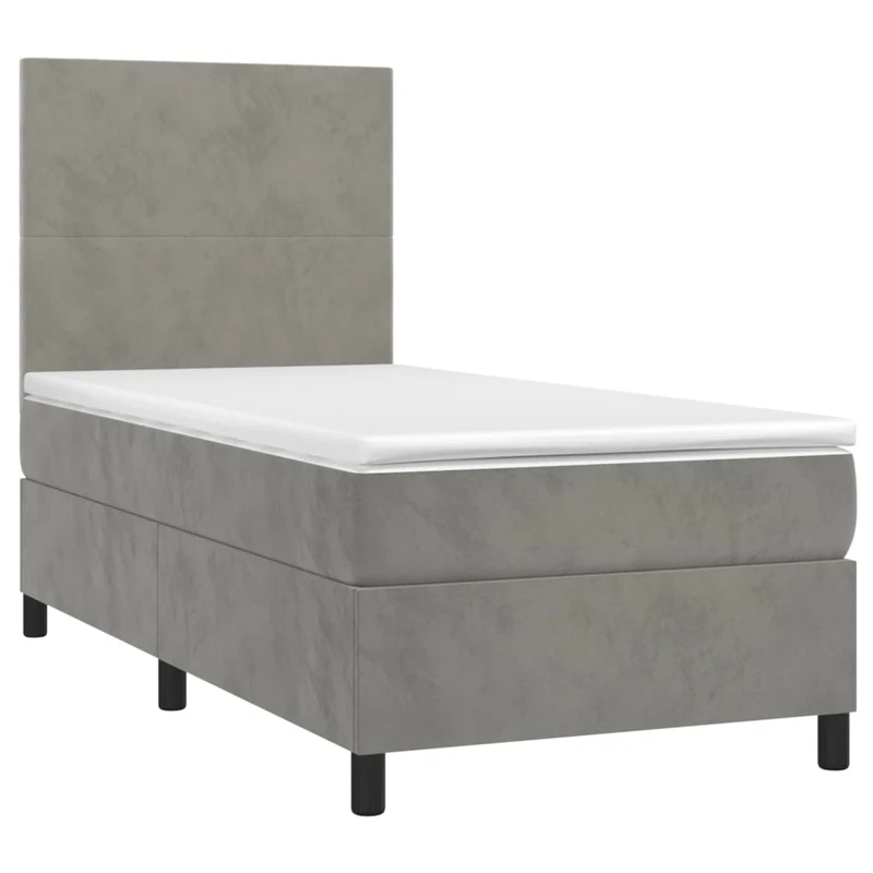 Cadre de lit LED avec sommier tête de lit matelas surmatelas 100x200 cm tissu velours gris clair TDL0207916