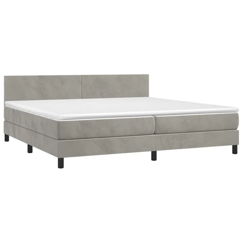 Cadre de lit LED avec sommier tête de lit matelas surmatelas 200x200 cm tissu velours gris clair TDL0207773