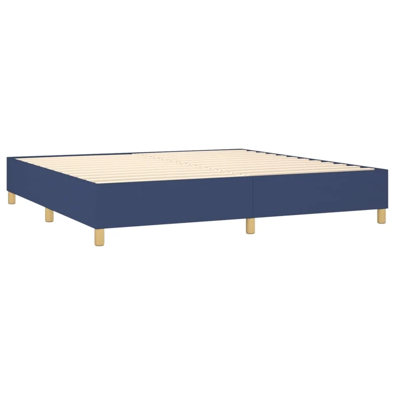 Sommier à lattes sur pieds cadre de lit 200x200 cm tissu bleu TDL0207332