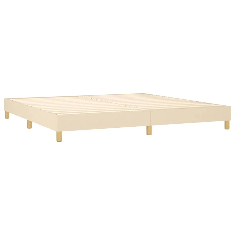 Sommier à lattes sur pieds cadre de lit 200x200 cm tissu crème TDL0207253