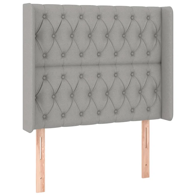 Tête de lit accessoire couchage chambre à coucher meuble à LED 103 x 16 x 118/128 cm tissu gris clair TDL0201436